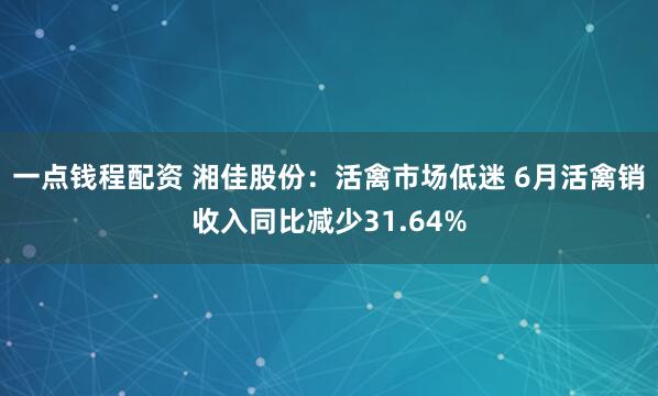 一点钱程配资 湘佳股份：活禽市场低迷 6月活禽销收入同比减少31.64%